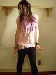 This curious crossdresser loves to put on her cute pink outfits and tease for the camera