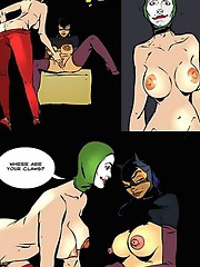 Batgirl falls victim to horny shemale Joker bitch